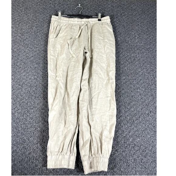 Anthropologie Cloth & Stone Jogger Pants Womens Small Woven Mid Rise Biege - Picture 1 of 8